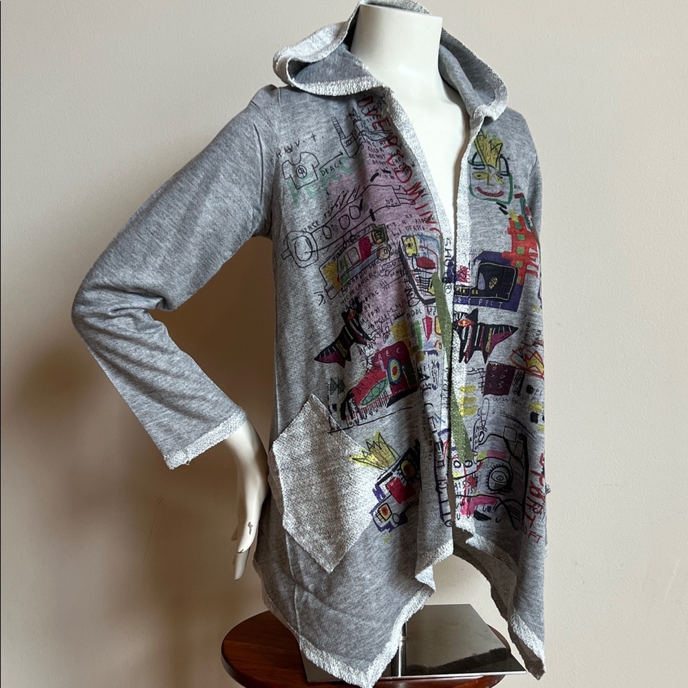 Inoah graphic cardigan with hood Gray Loop Women's Sweatshirt